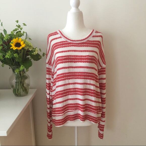 Splendid Red and White Striped Knit Sweater - Picture 1 of 6